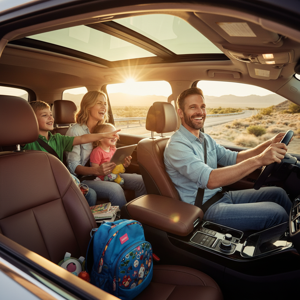 Family in car